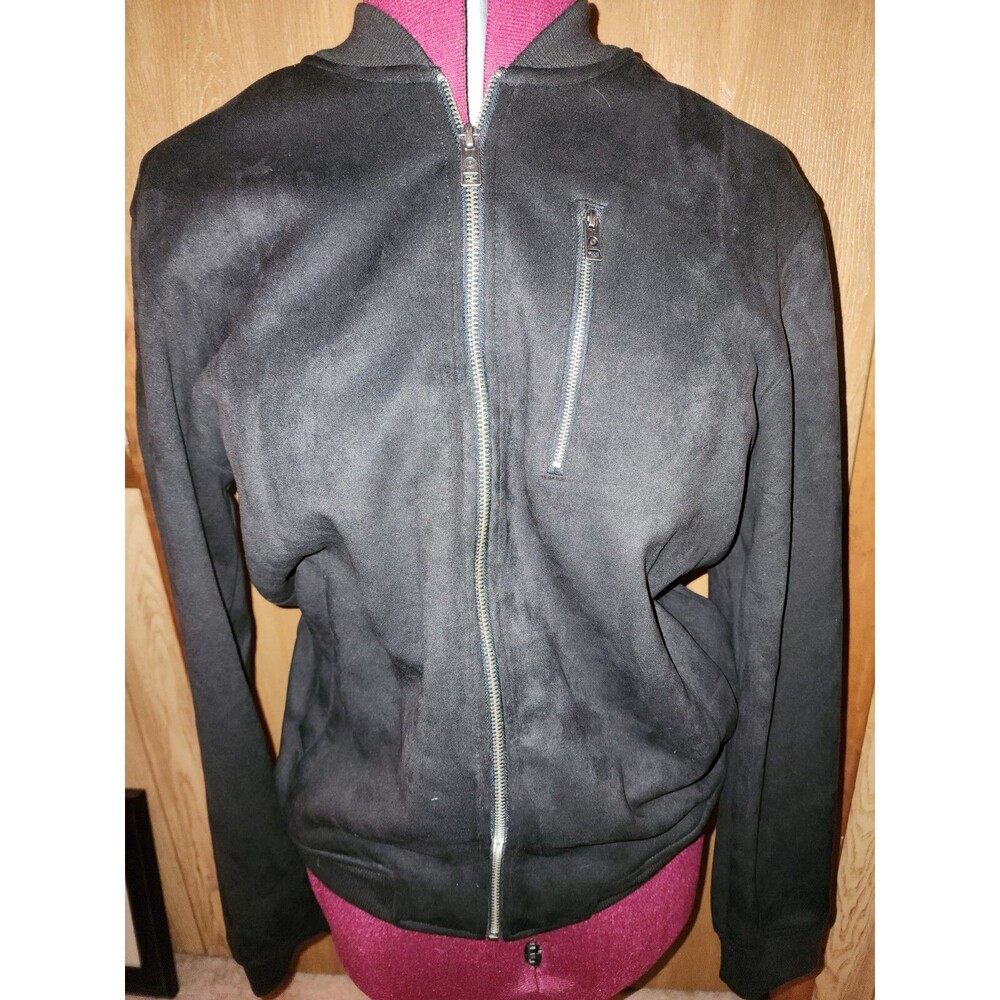 Ben Sherman Black Faux Suede Bomber Jacket Sz MED Retail $139